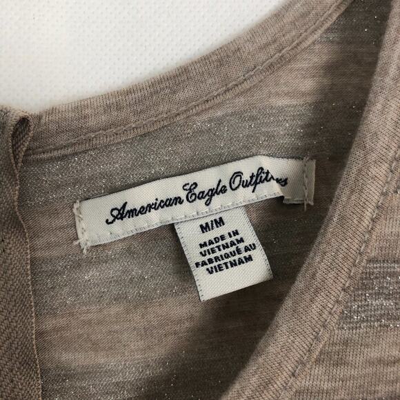 American Eagle Sleeveless Striped Metallic Swing Top Size Medium - Picture 2 of 11